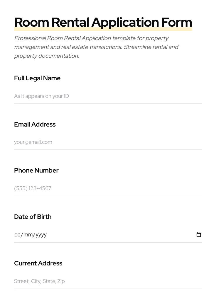 Room Rental Application preview