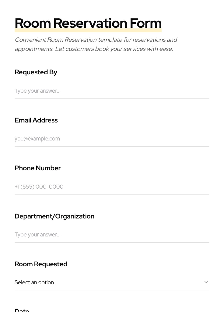 Room Reservation preview