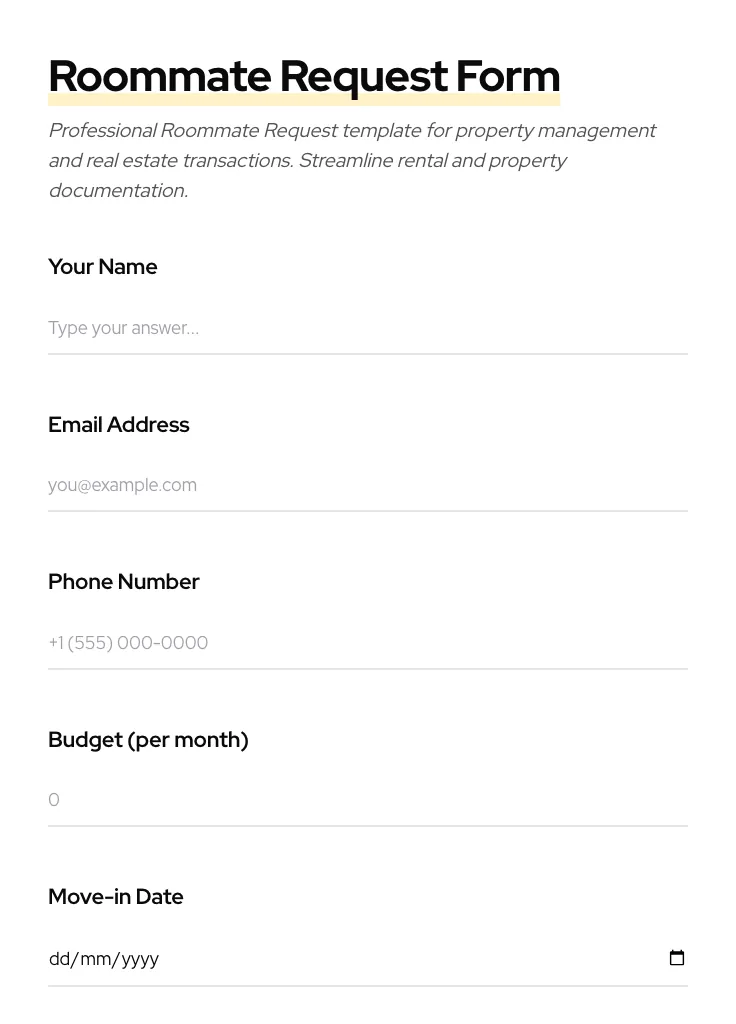 Roommate Request preview