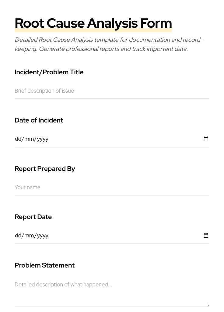 Root Cause Analysis preview