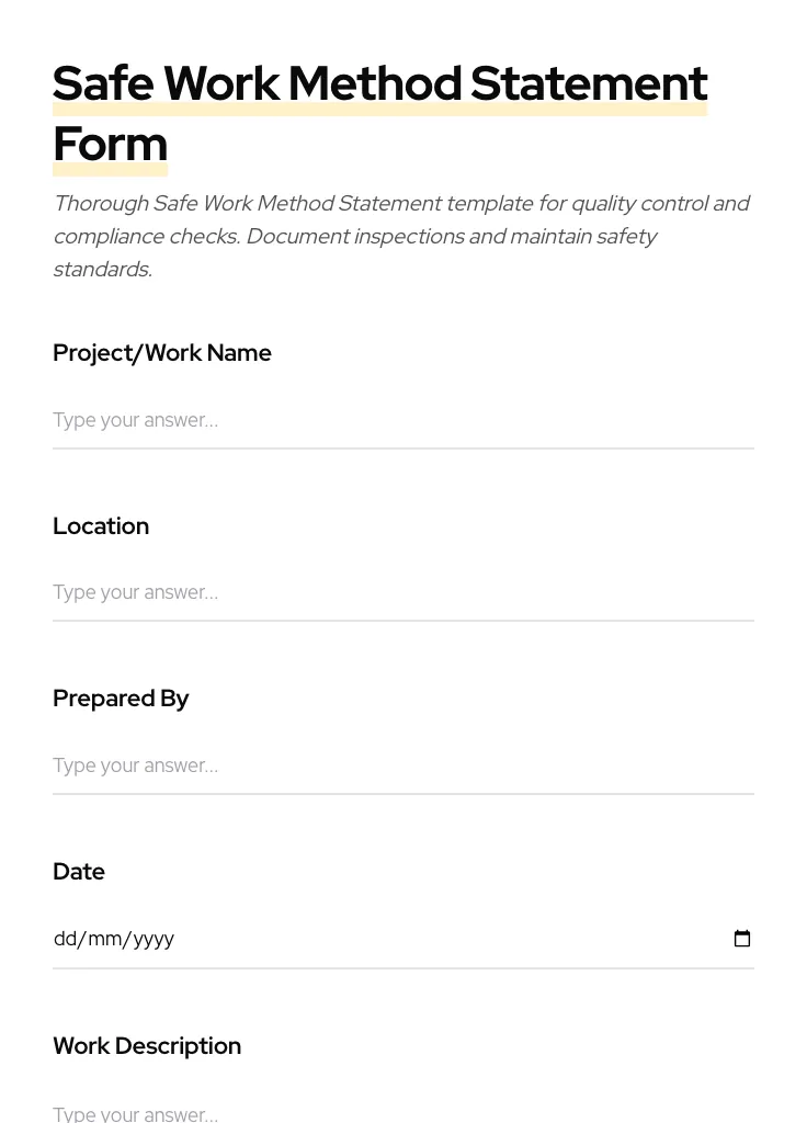 Safe Work Method Statement preview