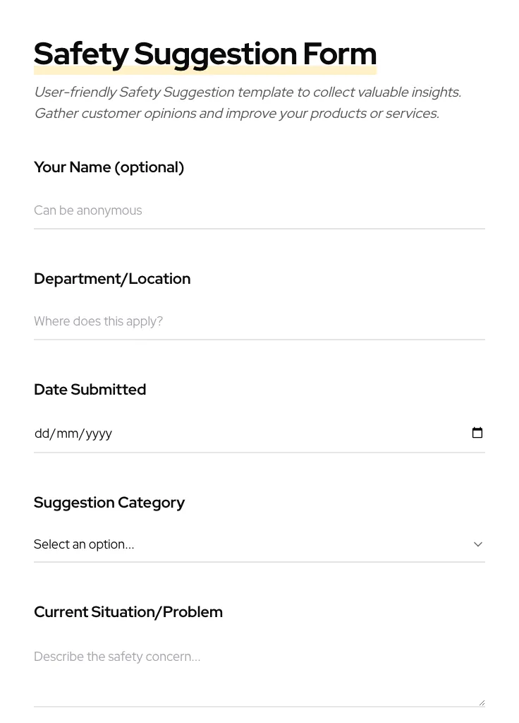Safety Suggestion preview