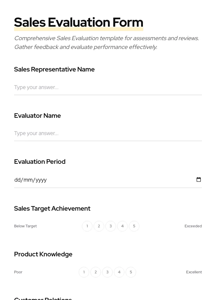 Sales Evaluation preview