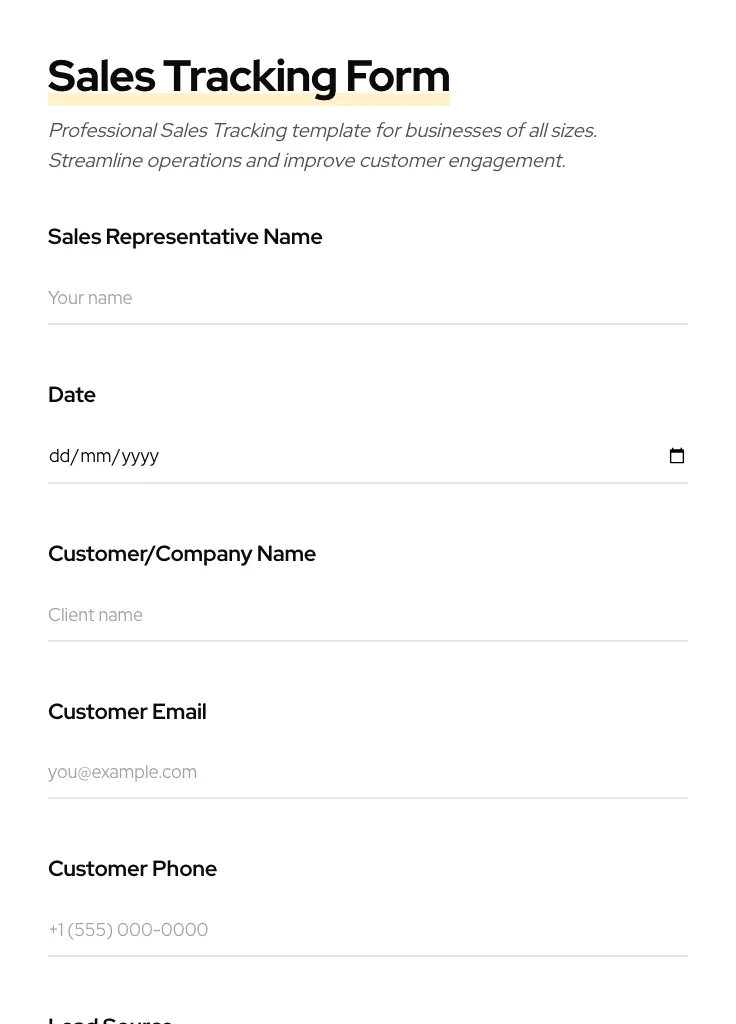Sales Tracking preview