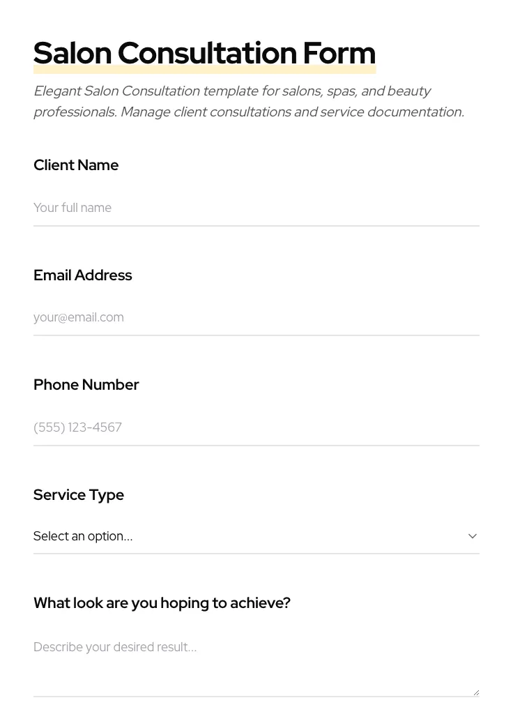 Salon Consultation preview