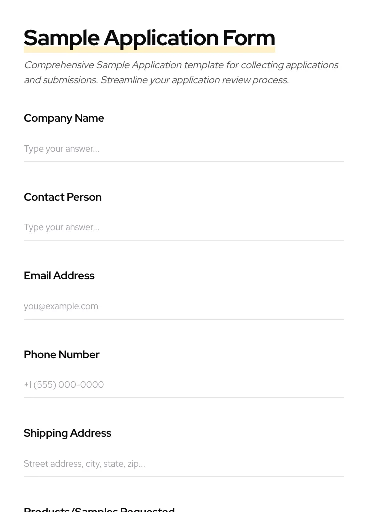 Sample Application preview