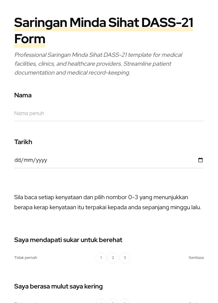 Saringan Minda Sihat DASS-21 preview