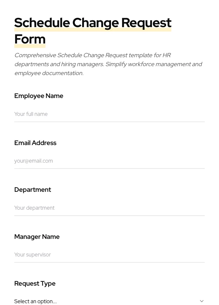 Schedule Change Request preview