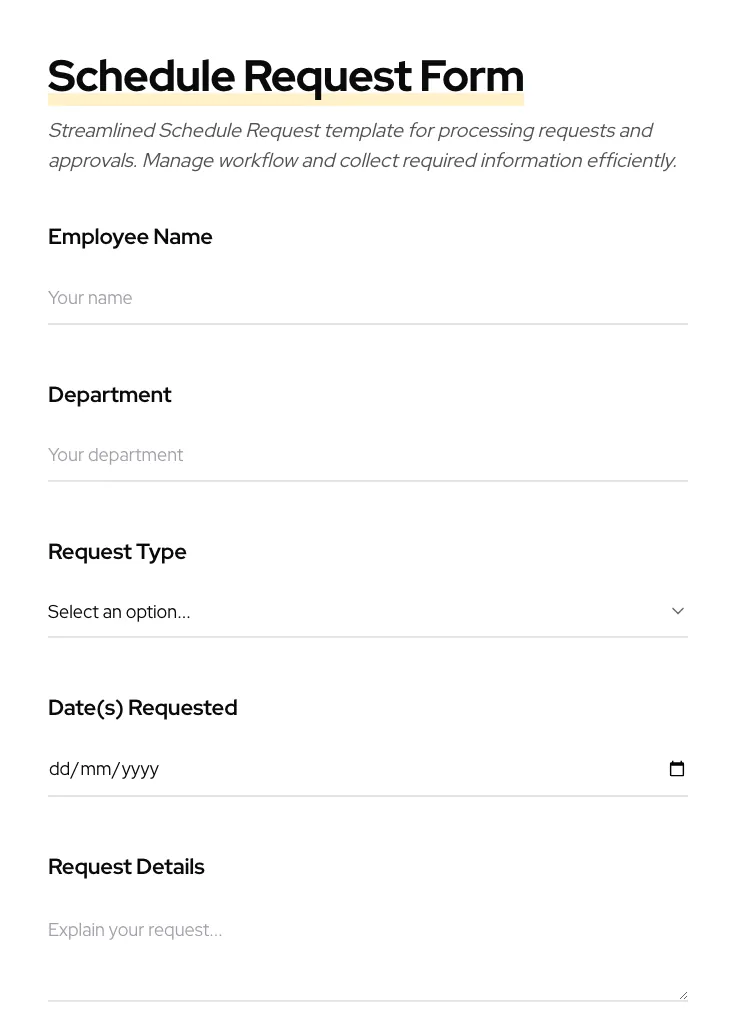 Schedule Request preview