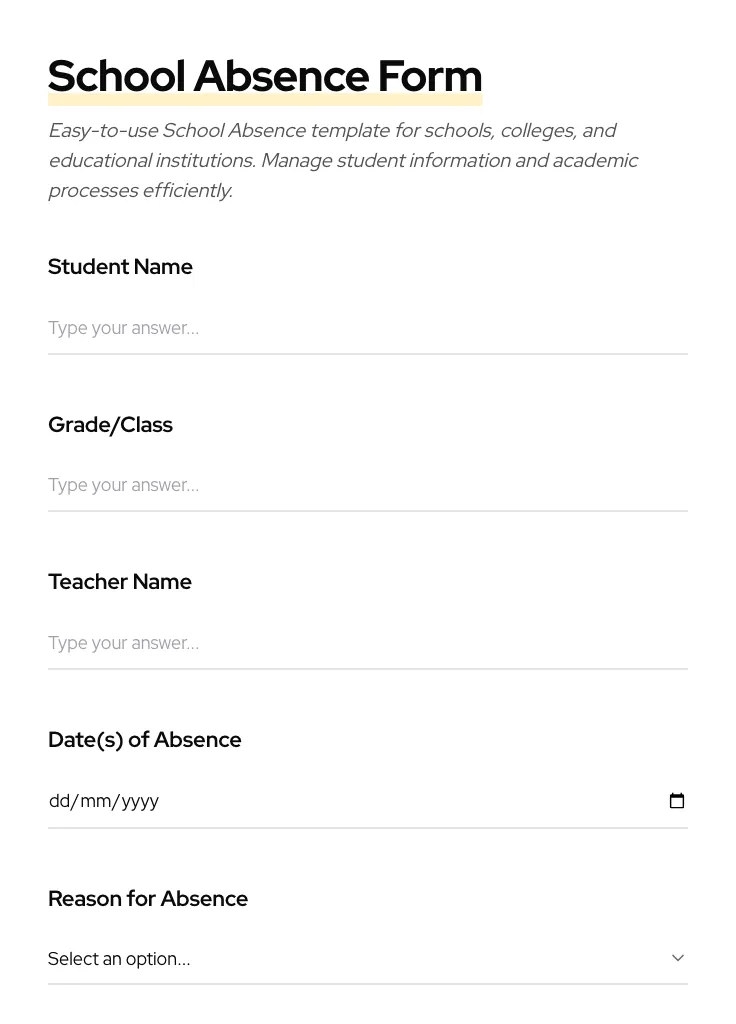 School Absence preview
