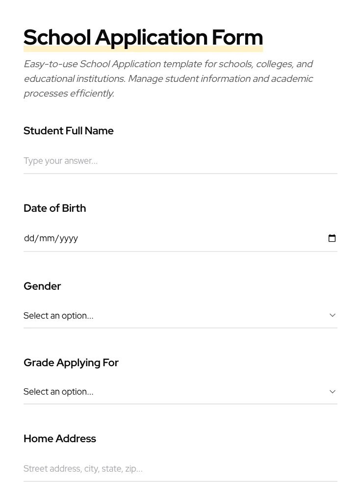School Application preview