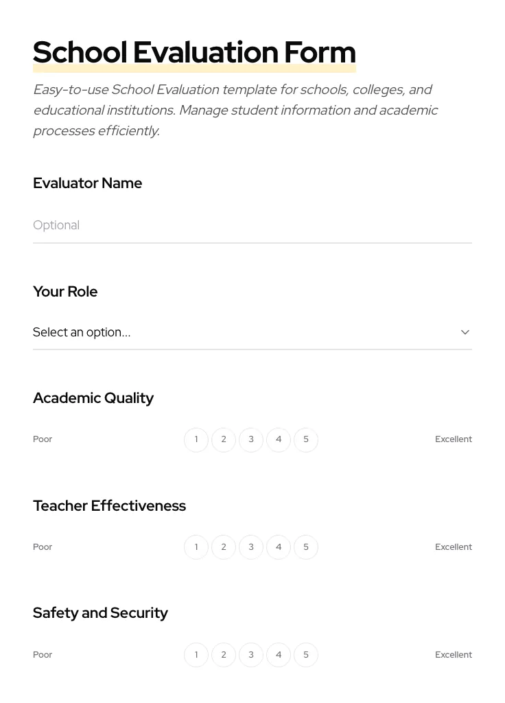 School Evaluation preview