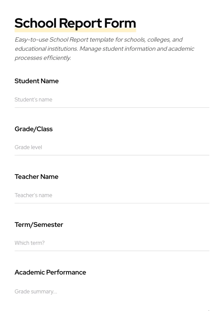 School Report preview