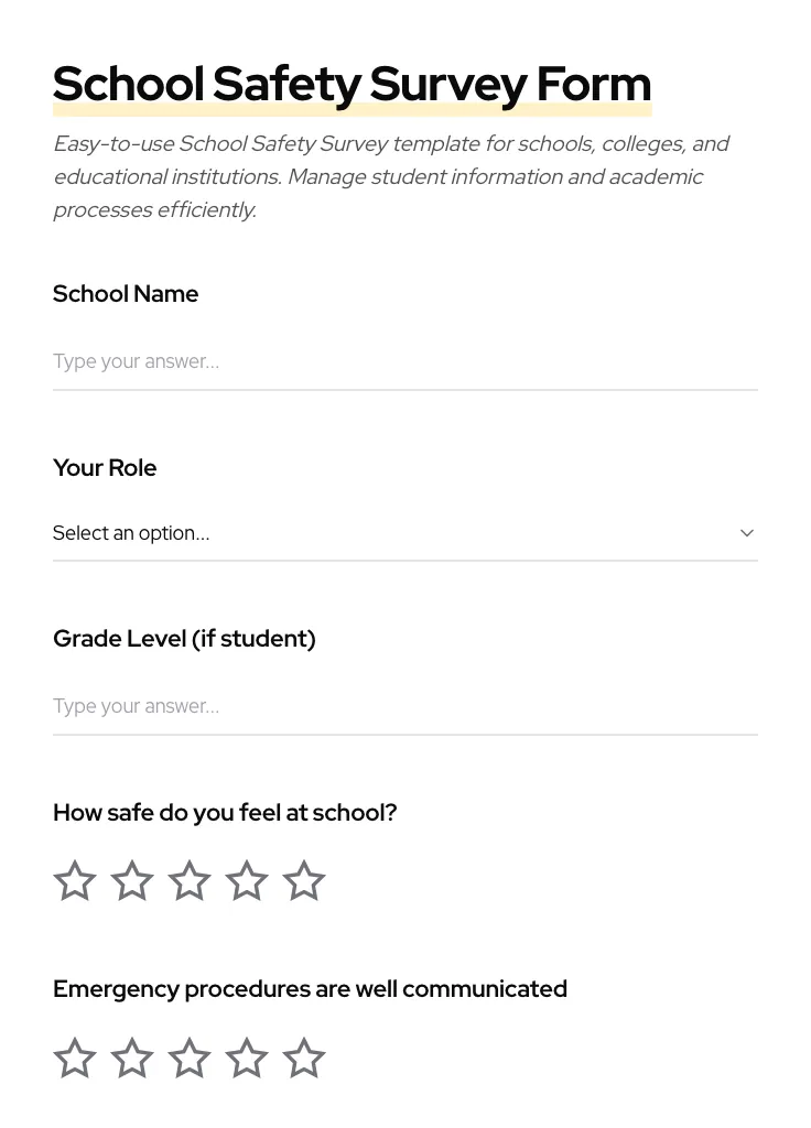 School Safety Survey preview