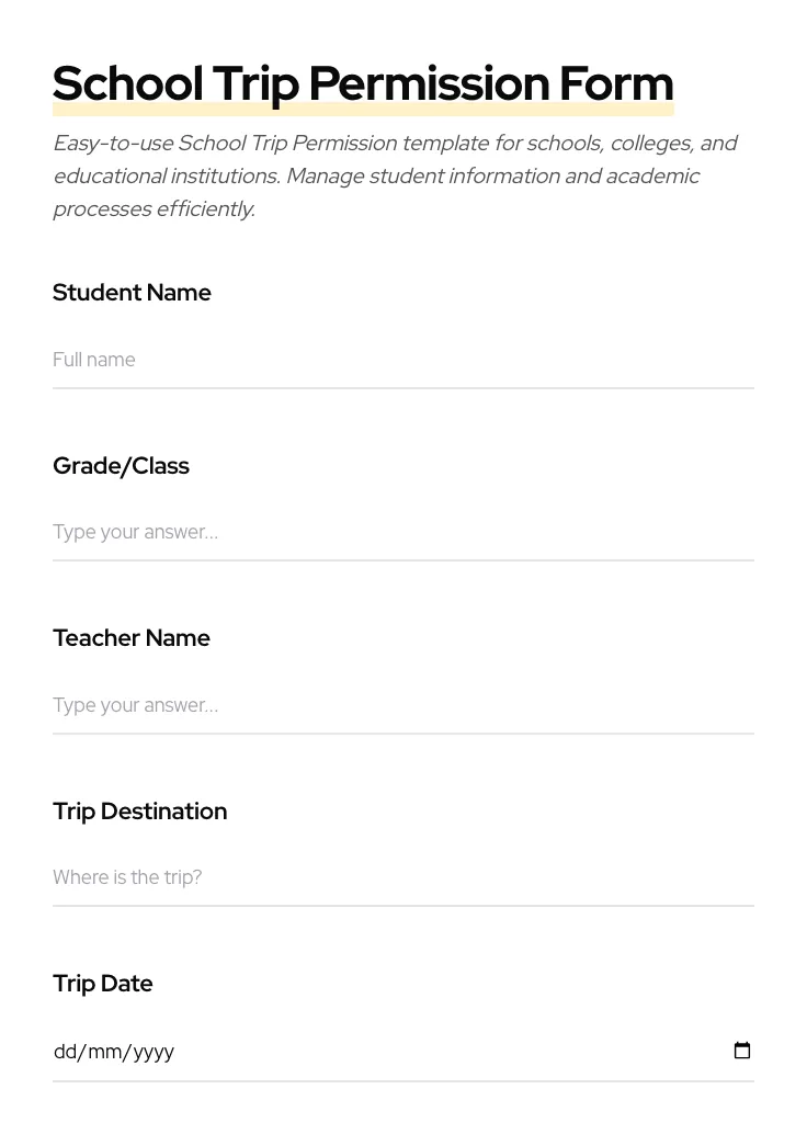 School Trip Permission preview