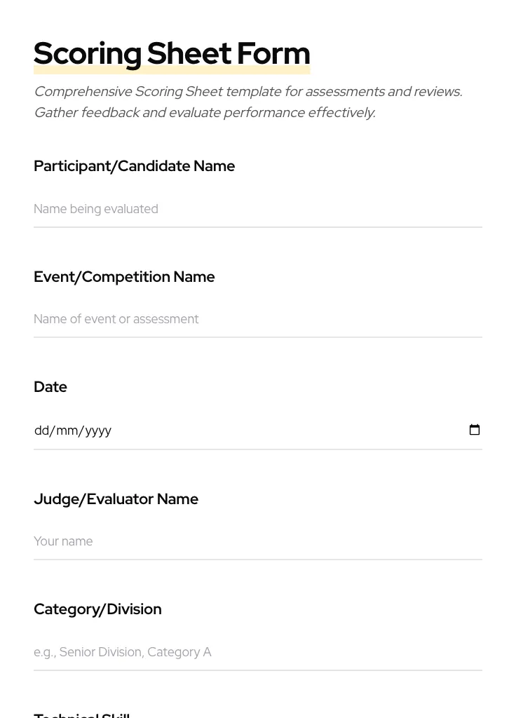 Scoring Sheet preview