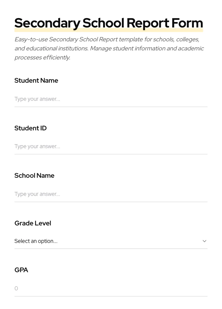 Secondary School Report preview