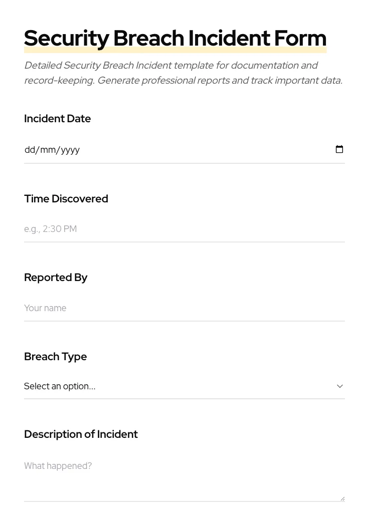 Security Breach Incident preview