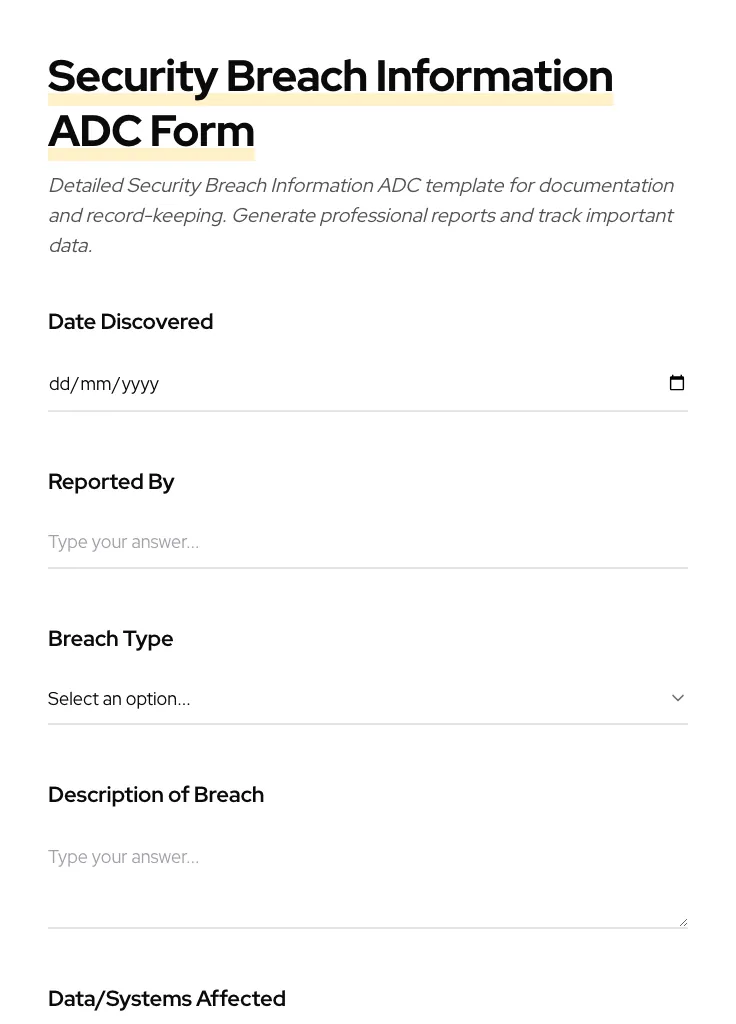 Security Breach Information ADC preview