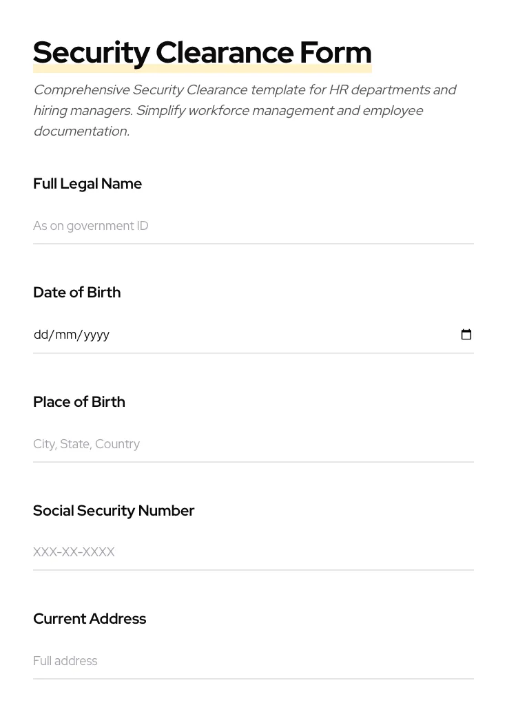 Security Clearance preview