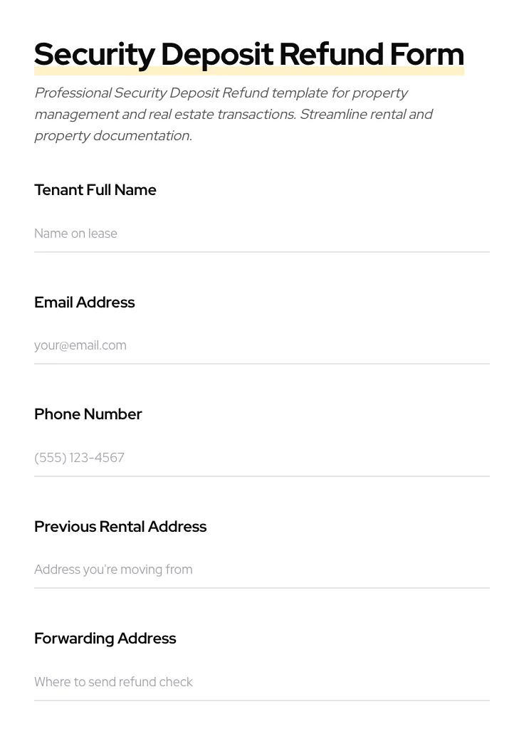 Security Deposit Refund preview