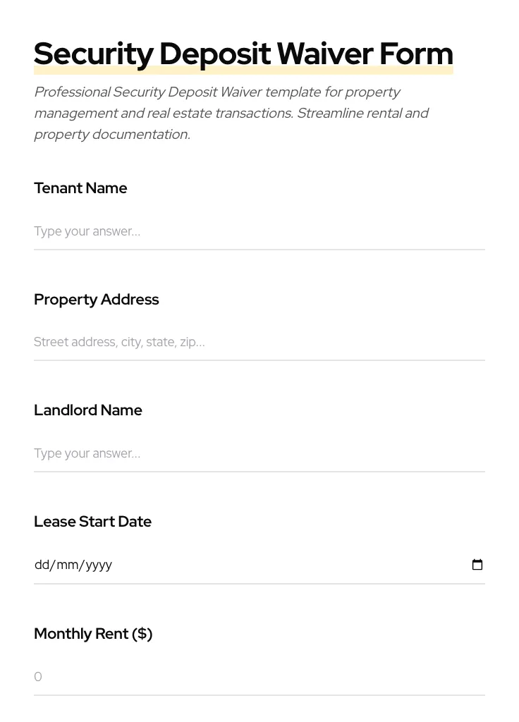 Security Deposit Waiver preview