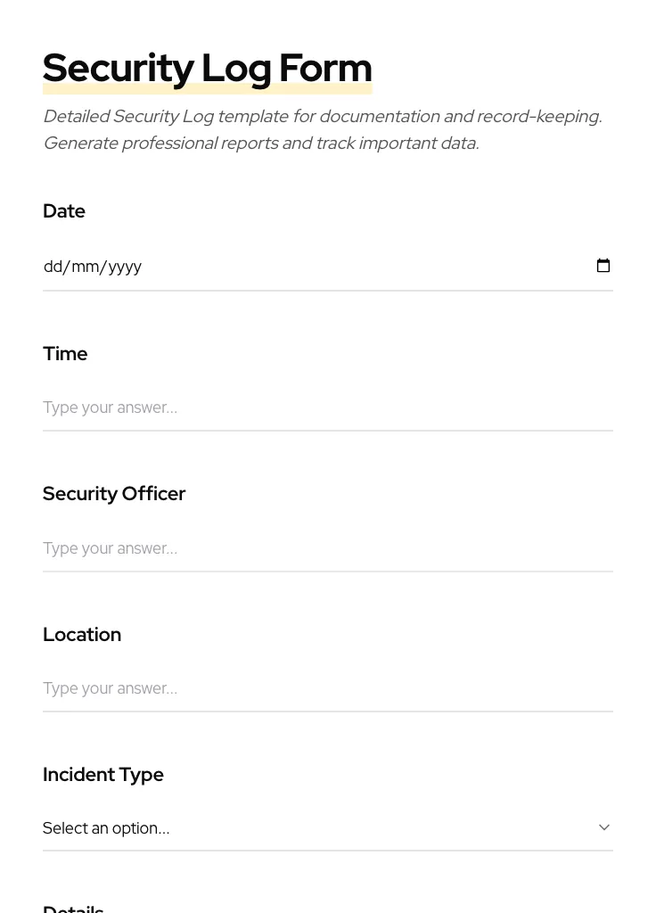 Security Log preview