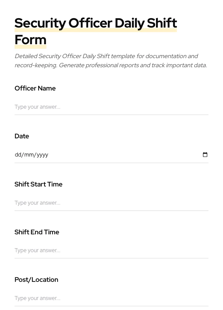 Security Officer Daily Shift preview