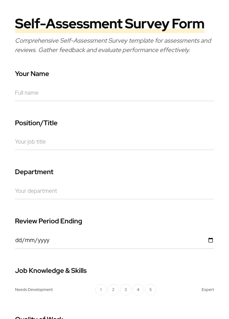 Self-Assessment Survey preview