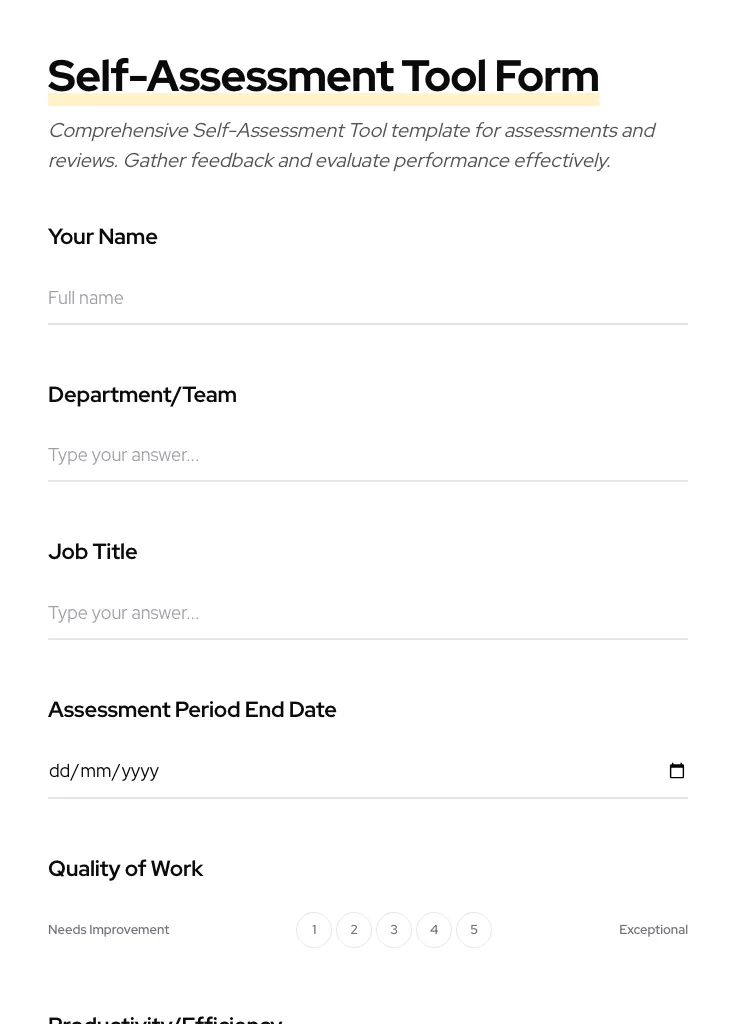 Self-Assessment Tool preview