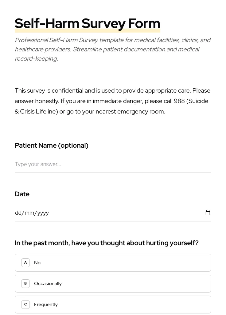 Self-Harm Survey preview