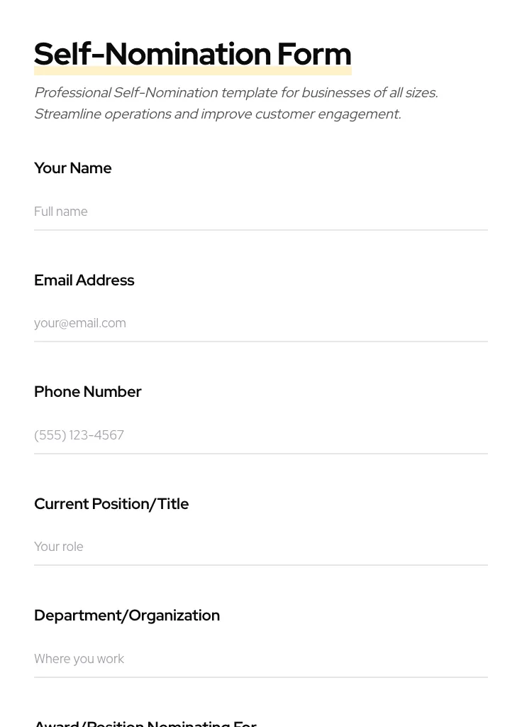 Self-Nomination preview