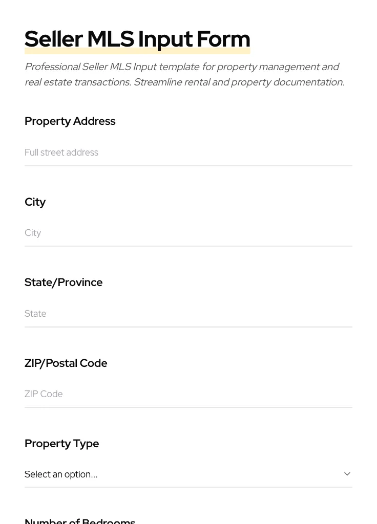 Seller MLS Input preview