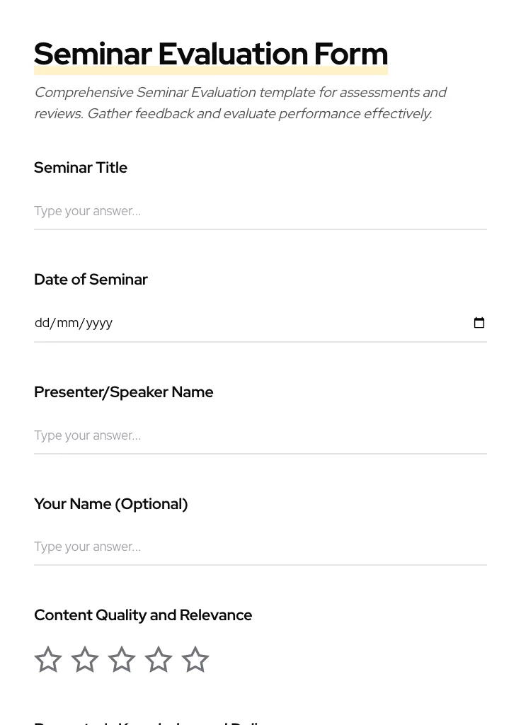 Seminar Evaluation preview