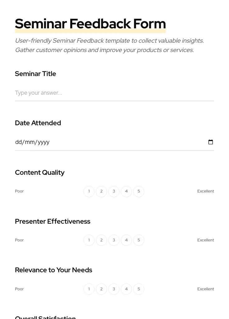 Seminar Feedback preview