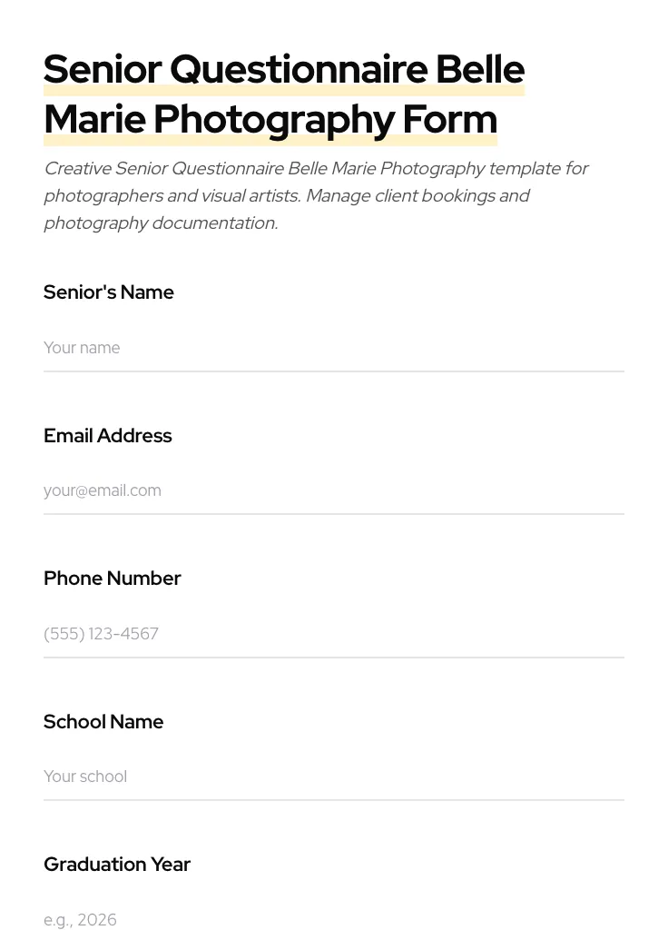 Senior Questionnaire Belle Marie Photography preview