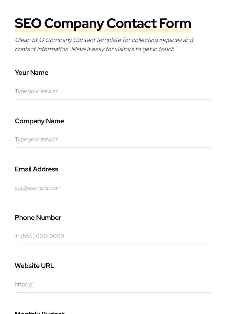 SEO Company Contact preview