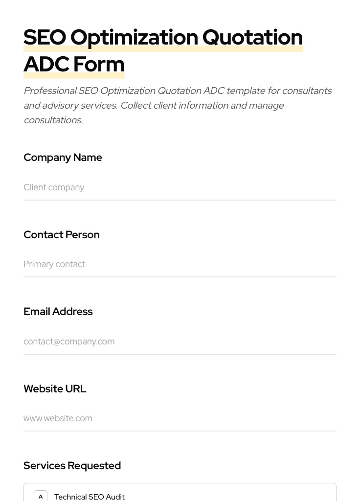 SEO Optimization Quotation ADC preview