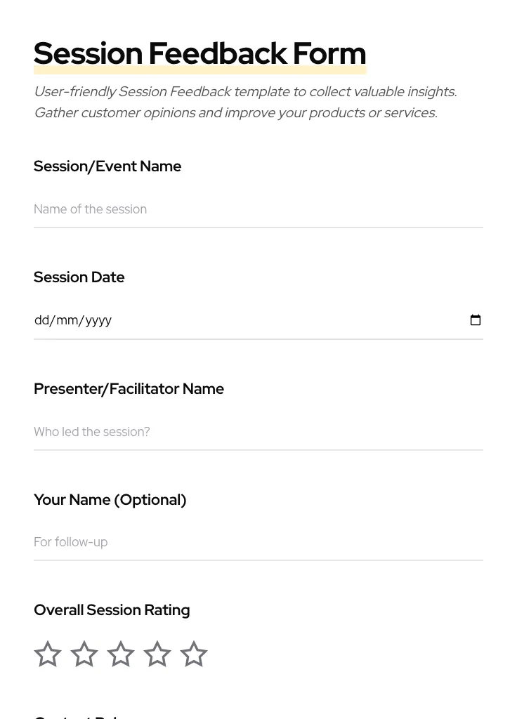 Session Feedback preview