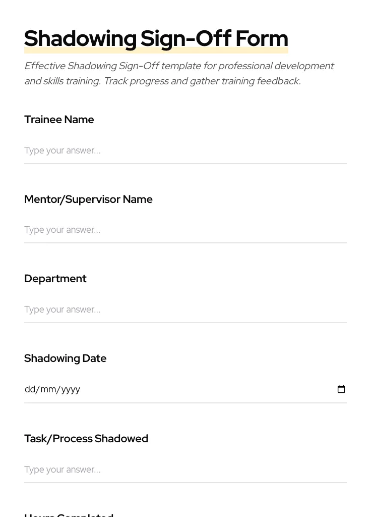 Shadowing Sign-Off preview