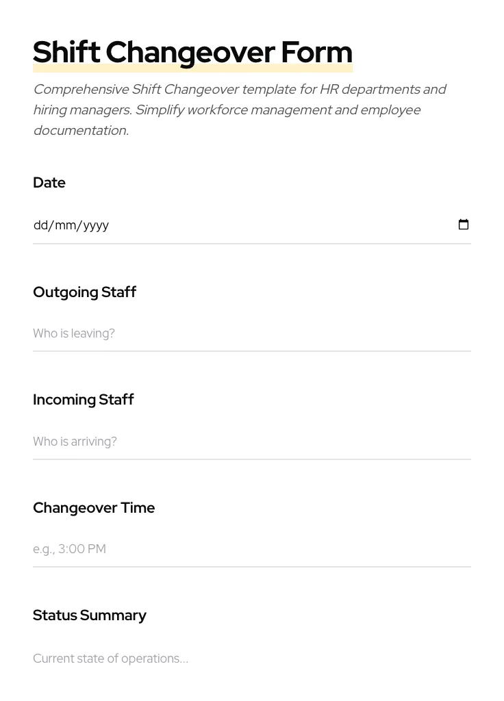 Shift Changeover preview