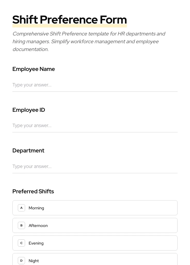 Shift Preference preview