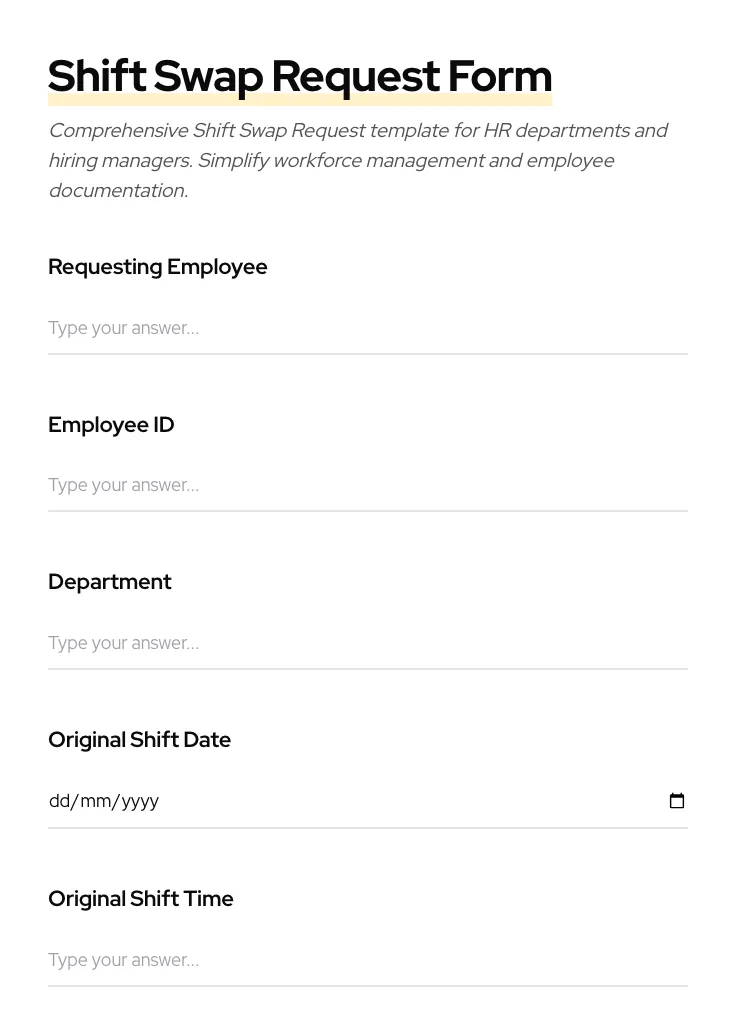 Shift Swap Request preview