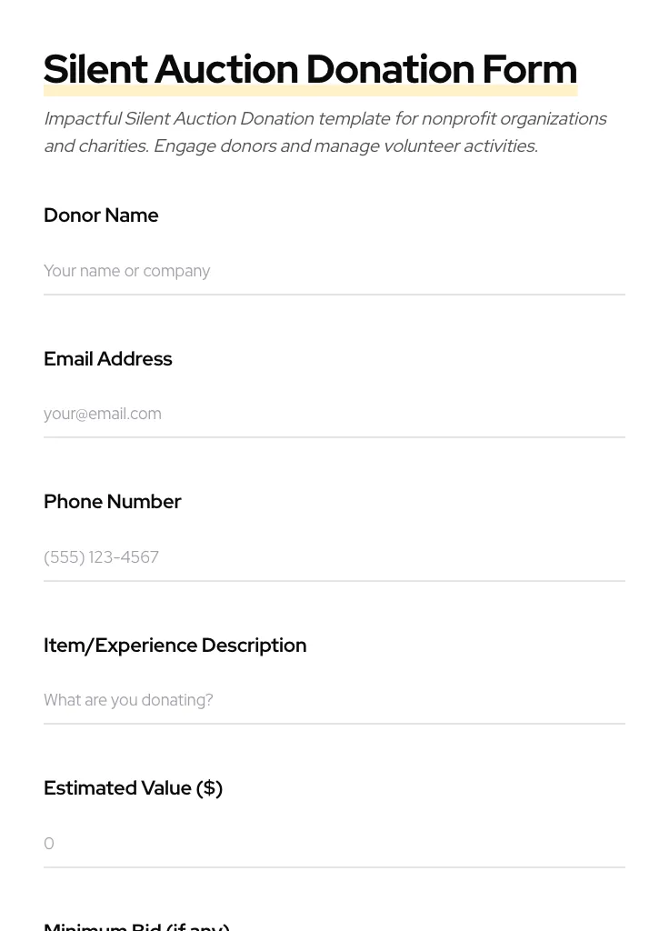 Silent Auction Donation preview