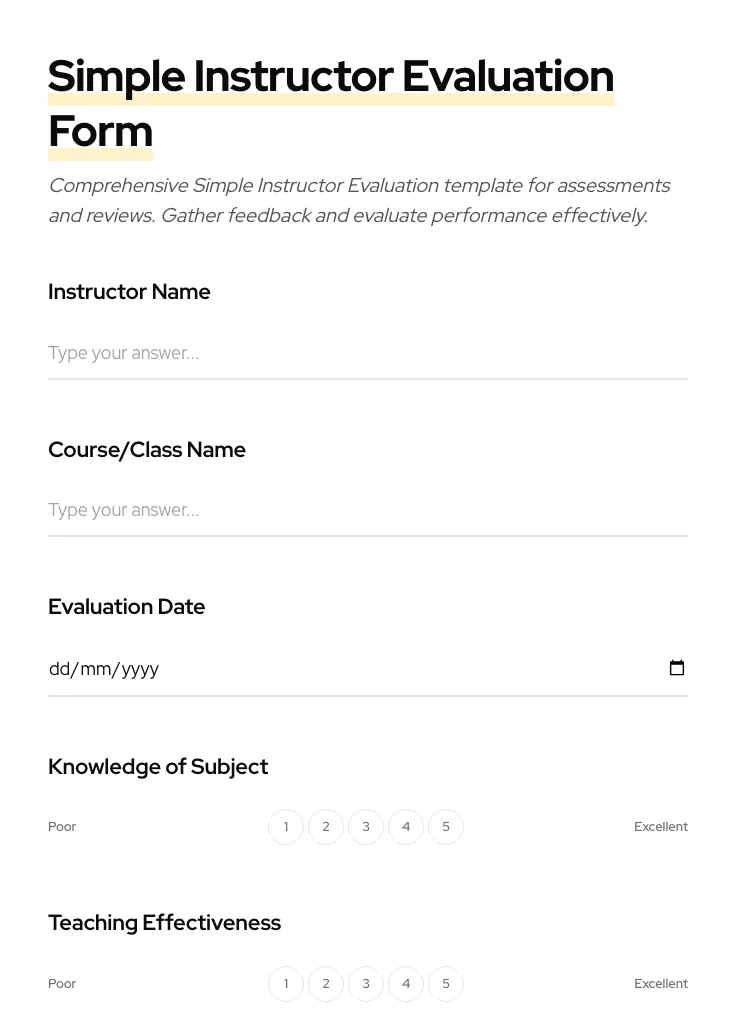Simple Instructor Evaluation preview