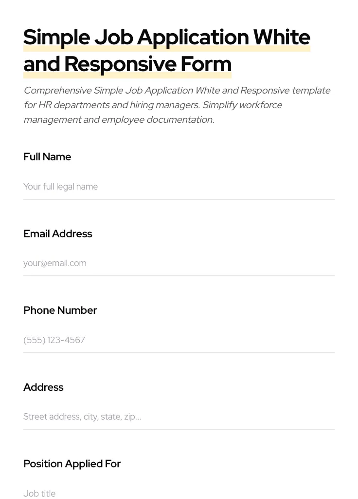 Simple Job Application White and Responsive preview