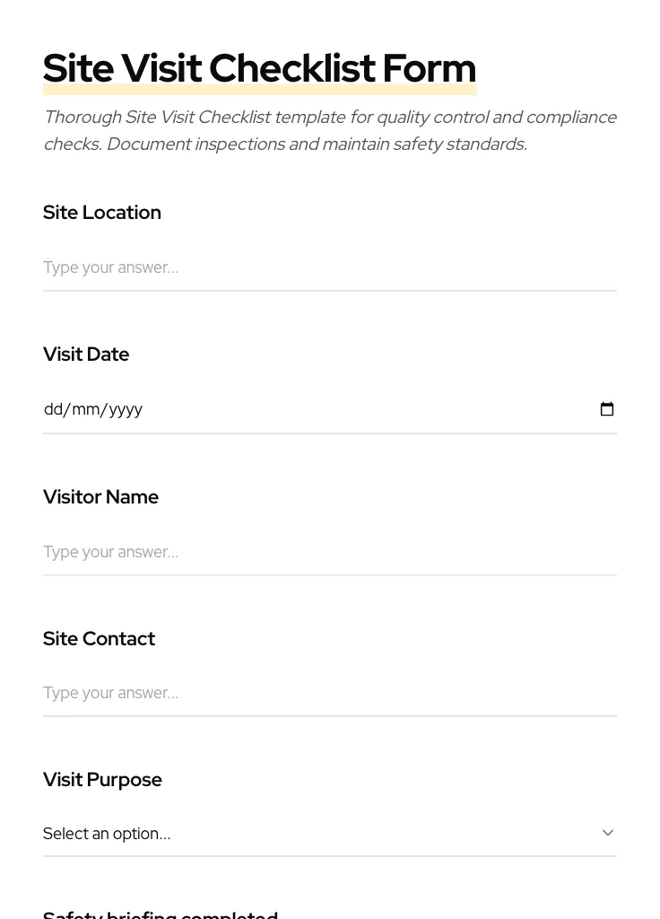 Site Visit Checklist preview