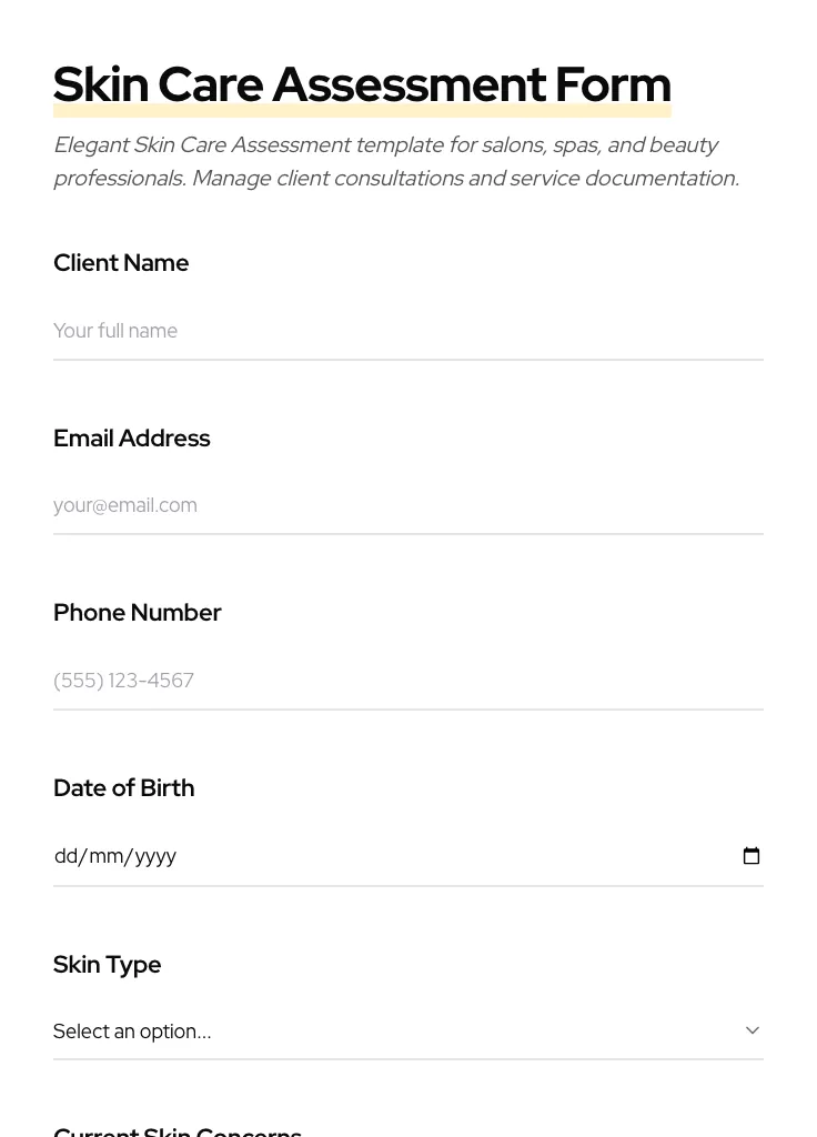 Skin Care Assessment preview