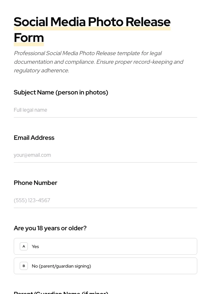 Social Media Photo Release preview