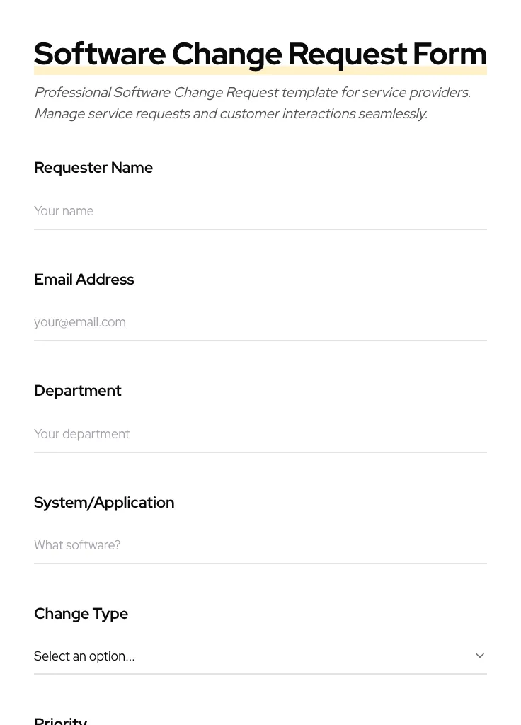 Software Change Request preview